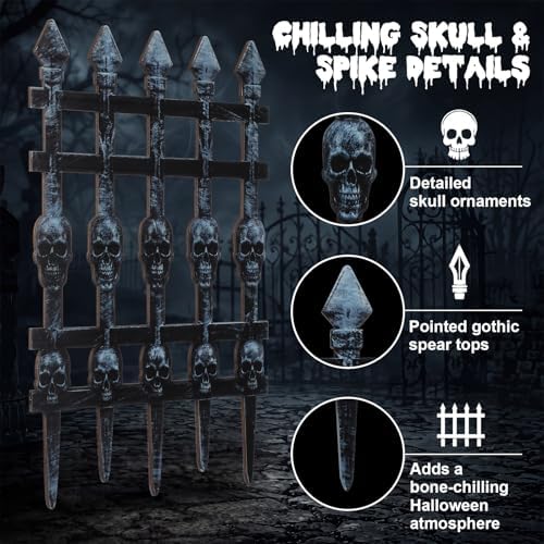 11.8 x 19.6 inch halloween wooden skull fence, close-up detail