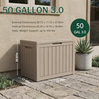 outdoor storage box, 50 gallon waterproof deck box shown in use
