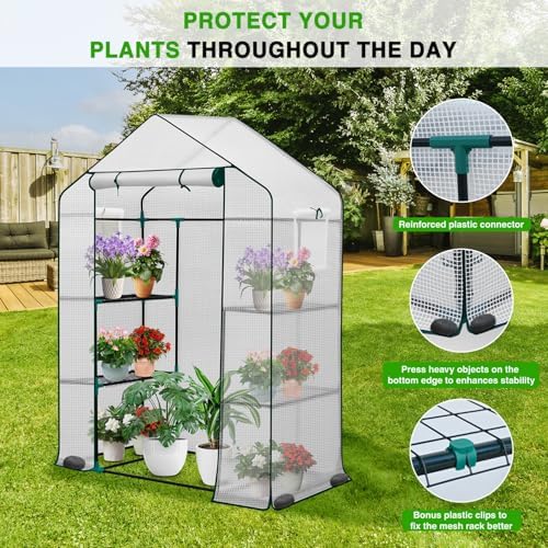 yesker greenhouse 57"x29"x77" walk in green house showing dimensions