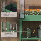 outsunny raised garden bed with greenhouse cover, lockable, side view