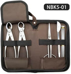 bonsai tools 5-piece alloy steel bonsai tool kit shown in use