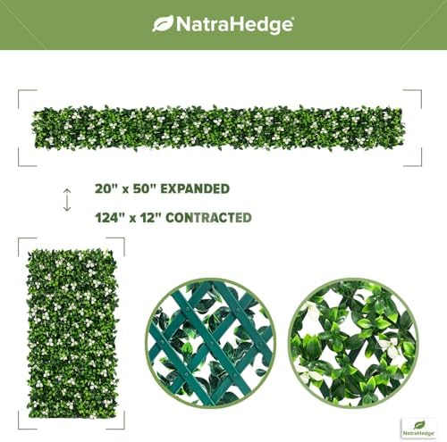 natrahedge artificial privacy grass wall decor, white gardenia, front angle view