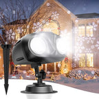 Double Head Christmas Snowflake Projector Light Outdoor, Outside Christmas Decorations Lights with Remote Control, Suitable for Indoor Garden Patio (L)