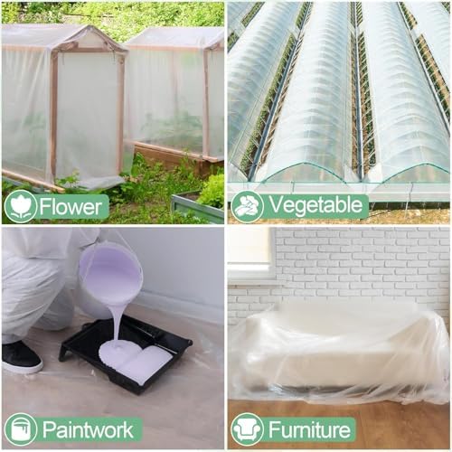 50 ft clear greenhouse plastic sheeting, 6 mil on a desk or shelf