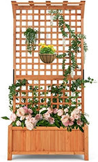 s afstar raised garden bed with trellis, wood, view 9