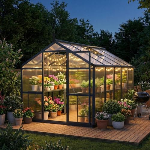 garvee 8x10ft walk-in greenhouse, heavy duty large outdoor on a desk or shelf