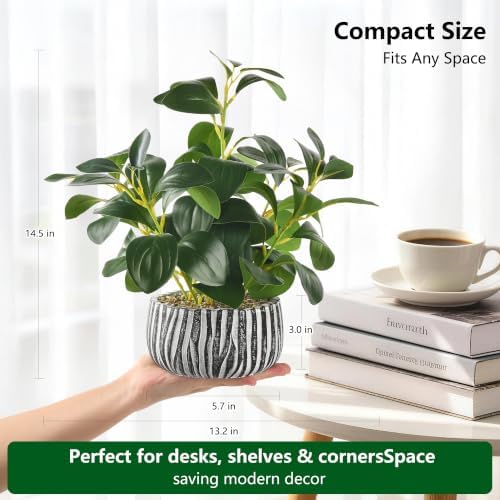 florisso fake plants artificial plants indoor, faux potted, front angle view