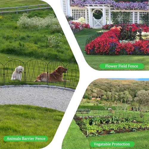 decorative garden fence animal barrier,25ft(l) x 16in(h) rustproof, front angle view