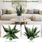 faux snake plant 22" tall, realistic touch leaves, side view
