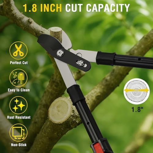 yesker 26-33 inch extendable bypass loppers for tree, side view