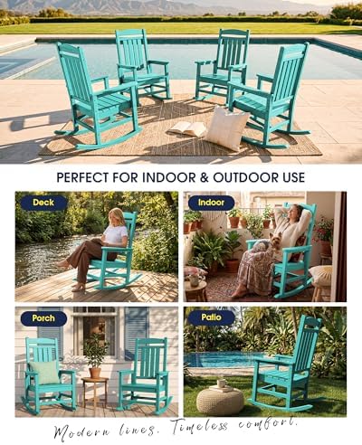 kingyes oversized outdoor rocking chair for adults, porch, front angle view