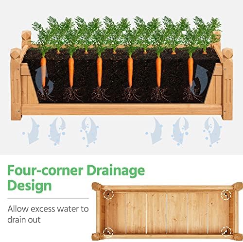 yaheetech 43.5" wooden raised garden bed rectangular planter, side view