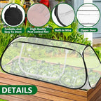 pop up garden rows plant cover,raised garden beds, close-up detail