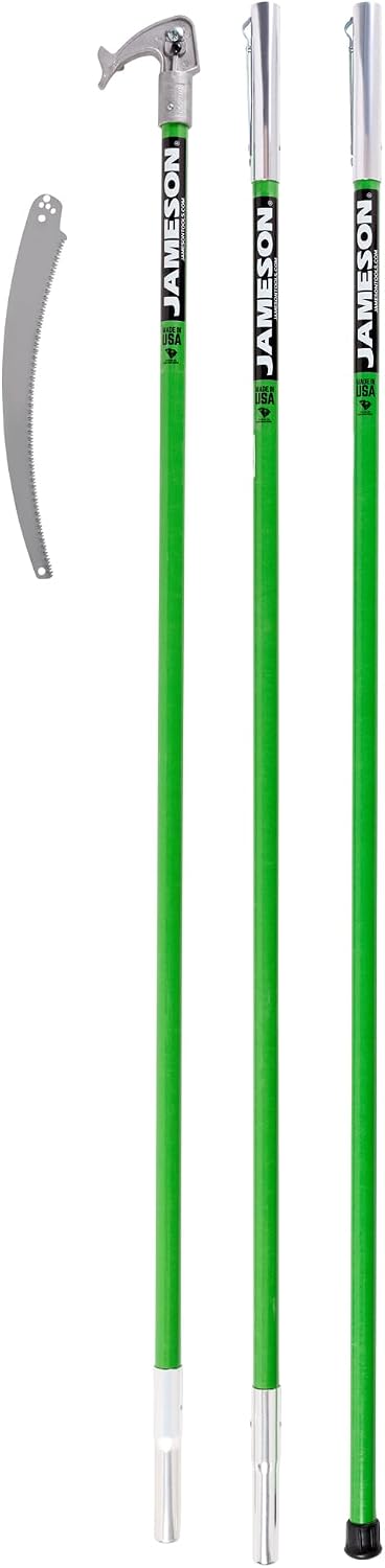 Jameson LS-Series Hollow Core Landscaping Tree Trimming Kit | 16” Barracuda Saw Blade | 18-Foot Reach | Fiberglass Poles with Leaf Spring Locking Buttons | Tree Pruning & Trimming Tool