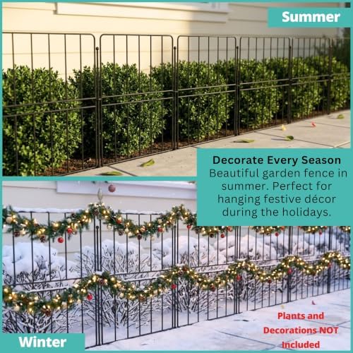 shoplala garden fence (20 panels) 12.5inx16.5in black metal, close-up detail