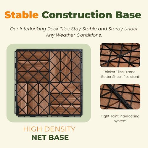 jurax interlocking wood deck tiles, 10pcs patio flooring, package contents