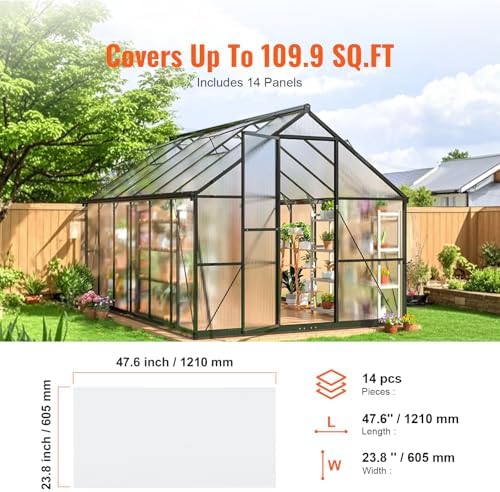 vevor 14 pack polycarbonate greenhouse panels, 2' x, package contents