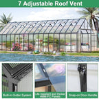 cdcasa 32x10x10 ft polycarbonate greenhouse for outdoors w/7 on a desk or shelf