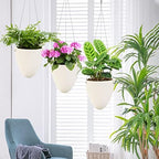 sungmor 3 pack plastic self watering hanging planters, close-up detail