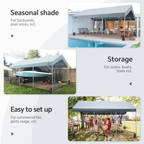 advance outdoor 12x20 ft canopy garage heavy duty showing dimensions