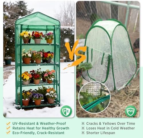 eagle peak mini greenhouse for indoor outdoor, 27x19x64, side view