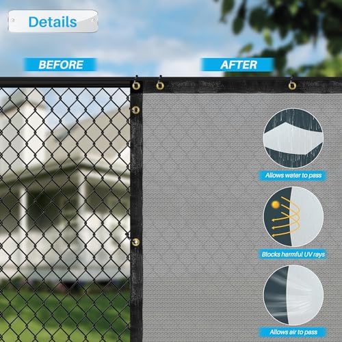 patio 6' x 30' fence privacy screen gray, side view