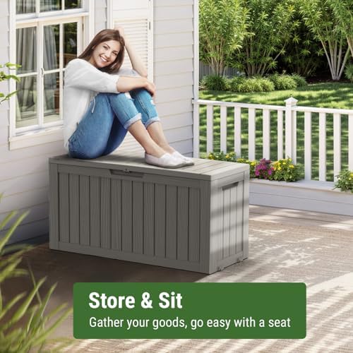 mars villa 75 gallon deck box, outdoor storage on a desk or shelf