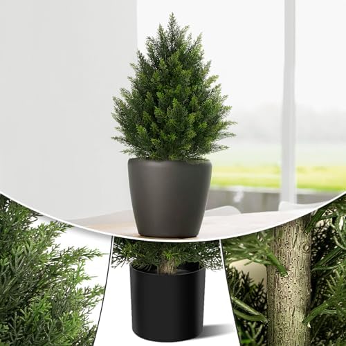 vitalismo 2ft uv-resistant artificial cedar trees for front, close-up detail