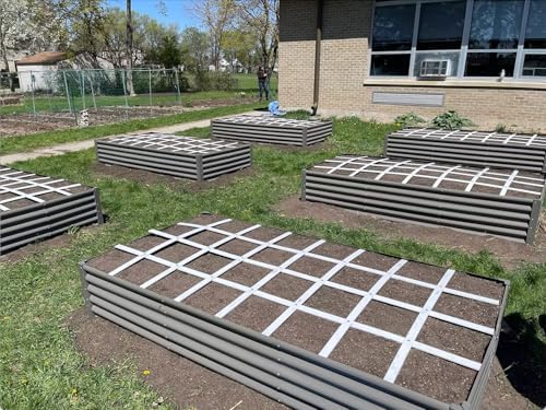 anleolife 8x4x1.5ft rectangular raised garden bed kit, quartz shown in use