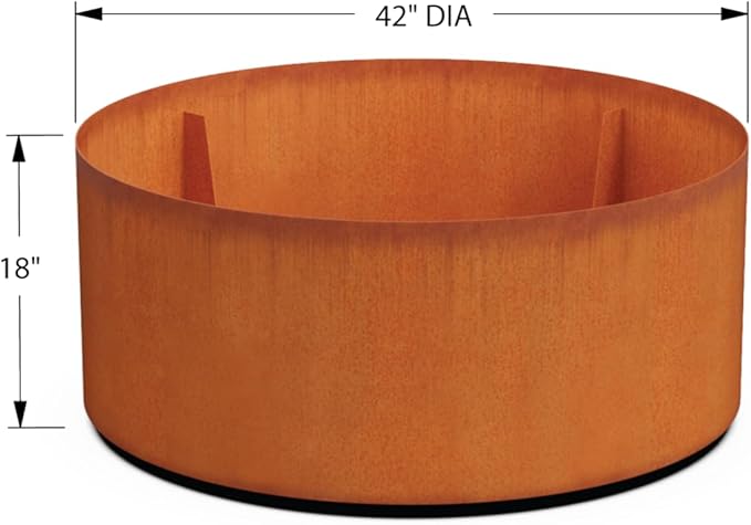 Plantercraft Large Round Planters for Outdoor Plants - 42 Inch Extra Large Corten Steel Planter | Modern Metal Garden Planter for Patio, Deck, and Landscape Focal Point