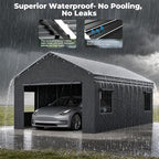 homshade 12x20ft metal carport with removable sidewalls &, side view