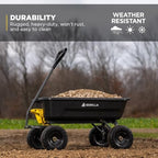 gorilla carts dump garden cart, 4 cu ft, close-up detail