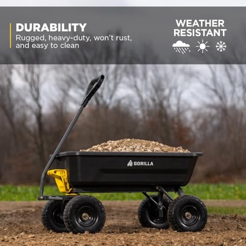 gorilla carts dump garden cart, 4 cu ft, close-up detail