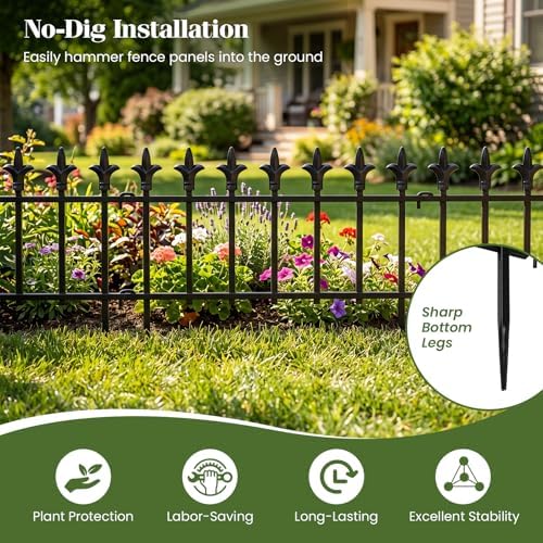giantex 10 panels decorative metal garden fence, 18, package contents