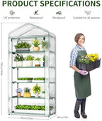 sunyrisy 5 tier indoor/outdoor greenhouse with grow lights, close-up detail