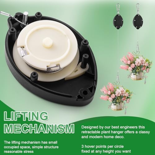 heavy duty plant pulley, retractable plant hanger with, side view