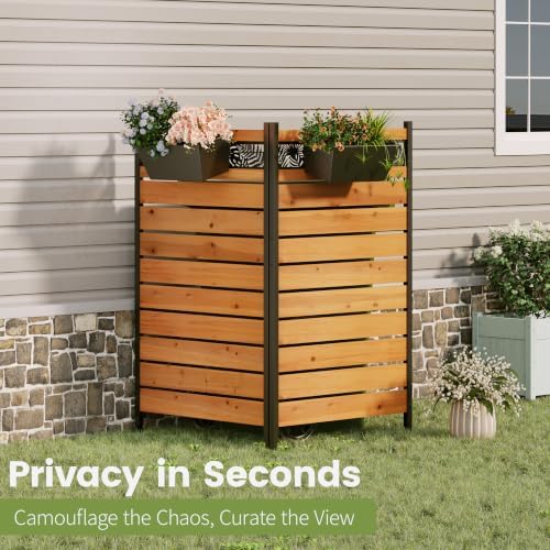 wood privacy screen, no dig outdoor fence,reddish brown on a desk or shelf