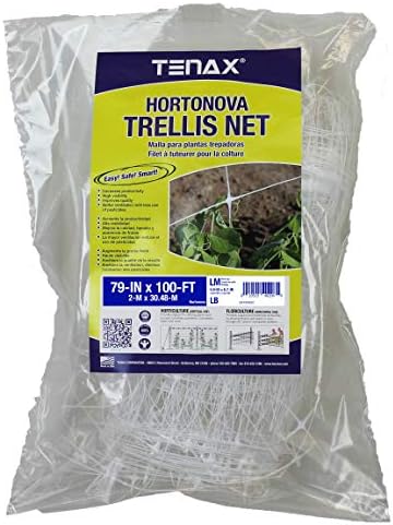 tenax hortonova trellis 6.5x100 white net shown in use