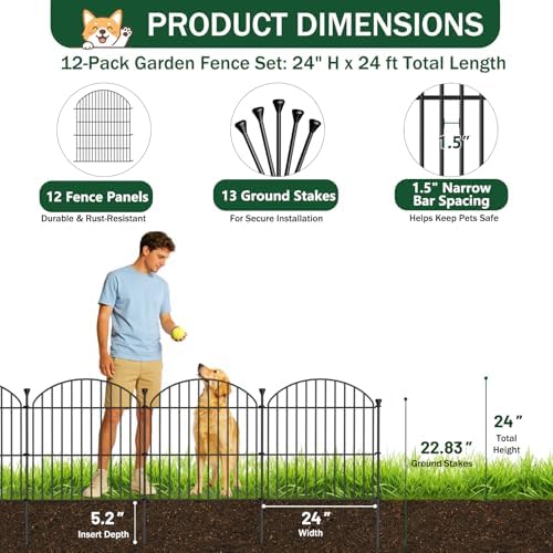 no dig garden fence panels, dog fence outdoor, side view