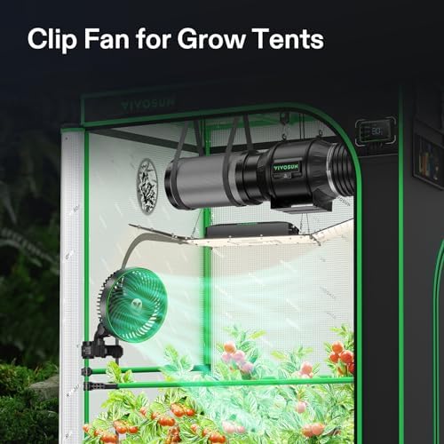 vivosun aerowave e6 gen2 grow tent oscillating clip shown in use