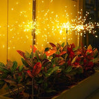 hpufkot solar garden lights outdoor,waterproof garden, 2pc 200, front angle view