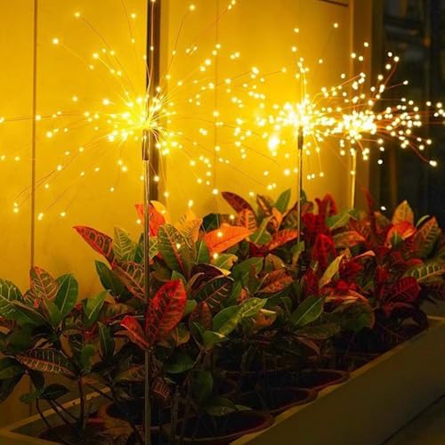 hpufkot solar garden lights outdoor,waterproof garden, 2pc 200, front angle view