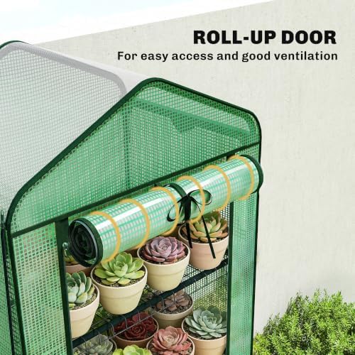 outsunny 5 tier mini greenhouse w/ screen roof, package contents