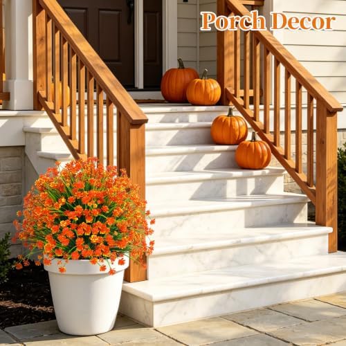 yangrass 2 pack fall artificial flower topiary balls, front angle view