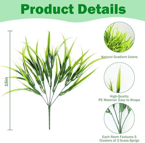 uieke 28 bundles artificial outdoor plants uv resistant, close-up detail