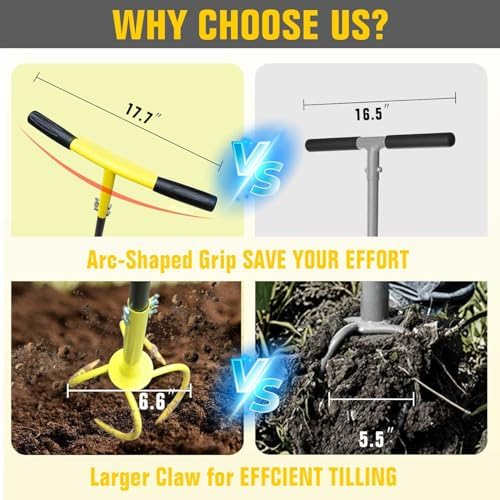 altdorff hand tiller for gardening, garden claw manual, close-up detail