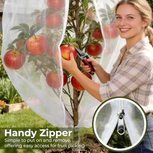 fruit tree netting cover with zipper & drawstring, close-up detail