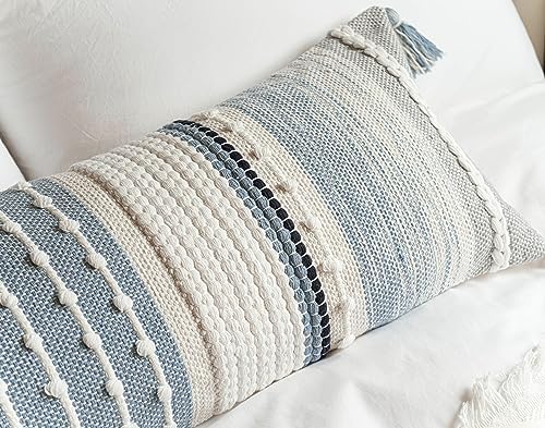 blissblush coastal blue decorative lumbar pillow cover 14x36, view 9