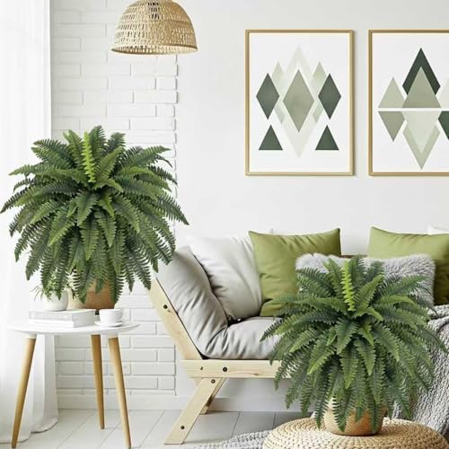 forest prince 42" artificial boston ferns, bush plants on a desk or shelf