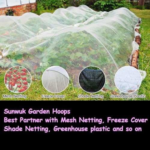 garden hoops 60pcs, sunwuk greenhouse hoops for 2.5-5.5ft showing dimensions